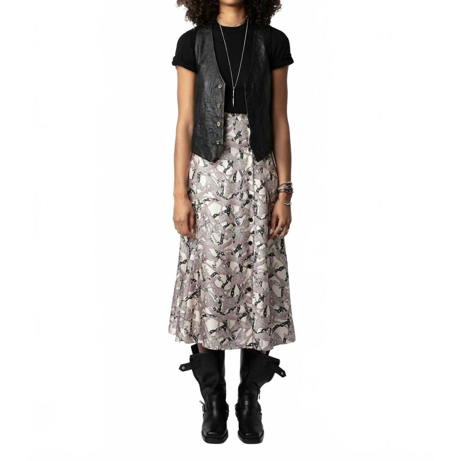 New Zadig & Voltaire June Silk Midi Skirt In White